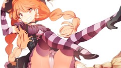 Earrings anime girls witches brooms underwear orange eyes 