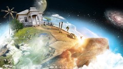 Earth houses fruits turtles