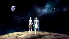 Earth short hair hatsune miku vocaloid tails outer space 