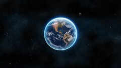 Earth Space glowing planet space art digital art cyan Stars