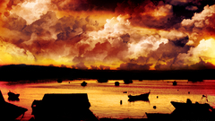 Earth sunset clouds water