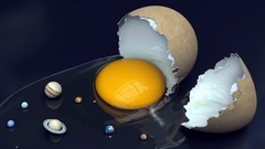 Eggs shells solar system planets outer space renders