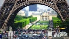 Eiffel Tower cityscapes tilt-shift skylines