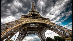 Eiffel Tower clouds Paris hdr France sky Steel construction