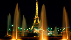 Eiffel tower Fountains night