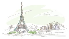 Eiffel Tower Paris France paintings drawings cityscapes artwork