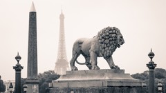 Eiffel Tower Paris France statues Lions