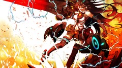 Electricity costume gloves drawings shoulders elbows long hair 