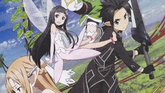 Elves flying anime girls forests kirigaya kazuto sword art 
