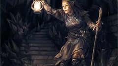 Elves lanterns caves artwork fantasy art