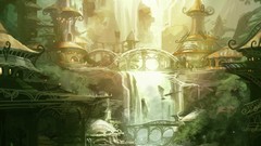 Elves Pathfinder waterfalls cityscapes Villages fantasy art