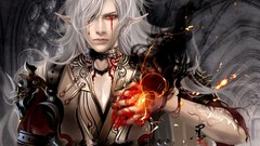 Elves red eyes concept art digital art fantasy art