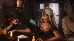 Elves redheads fantasy art beers