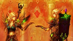 Elves shield blondes world of warcraft artwork video games 