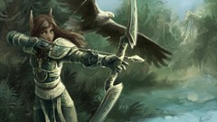 Elves Warriors Eagles green eyes world of warcraft Archers 