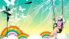 Emo girl rainbow butterly