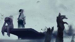 Empty artwork Mononoke anime boys arms raised original 