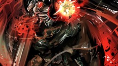 Energy black red eyes skirts reiuji utsuho touhou black hair 