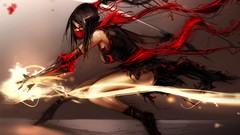 Energy light Katana blood armor red dress Swords assassins 