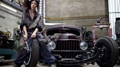Engineering woman cars Garages mechanical brunettes Rat Rod
