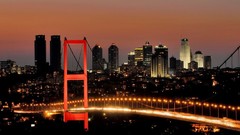 Europe Asia City Lights Istanbul cityscapes