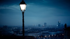 Evening balcony cities streets street lights