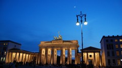 Evening Berlin buildings streets brandenburg gate