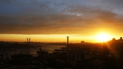 Evening buildings rivers cityscapes artwork