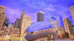 Evening gate Chicago reflections mirrors illinois sculptures