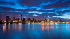 Evening United Kingdom Liverpool bing rivers city skyline