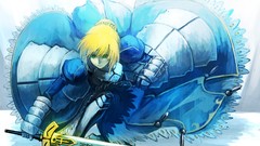 Excalibur armor saber blondes green eyes short hair fate stay 