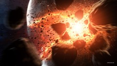 Explosions Asteroids devastation outer space digital art