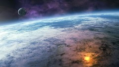 Explosions Earth planets science fiction outer space artwork 