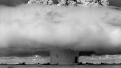 Explosions mushrooms grayscale monochrome