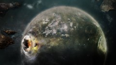 Explosions planets meteorite outer space