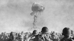 Explosions soldiers military monochrome historic Nuclear