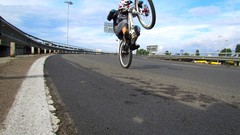 Extreme sports wheelie mountain