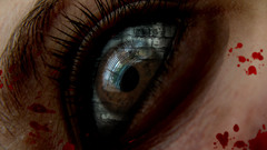 Eye reflection blood abstract