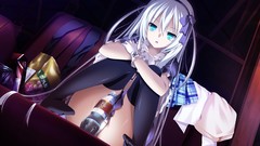 Eye white hair sitting anime girls makita maki game cg panties 