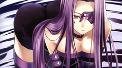 Eyepatch purple hair anime