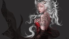 Eyes abstract Drawn dress white hair