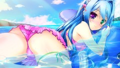 Eyes ass Anime underwater blue hair anime girls heterochromia 