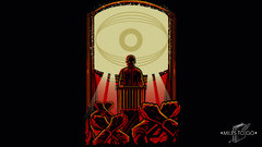 Eyes black background comics fists podium science fiction 