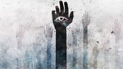 Eyes black palm hands