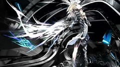 Eyes blondes anime girls short hair artwork