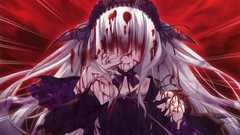 Eyes blood Anime dress white hair long hair anime girls