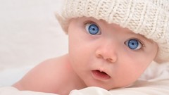 Eyes close-up baby hats faces blue eyes