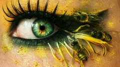 Eyes close-up bees multicolor