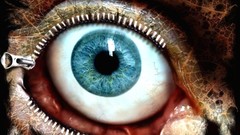 Eyes close-up blue eyes artwork zippers