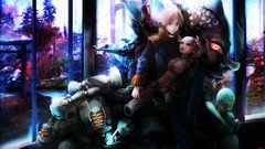 Eyes drawings multicolor smiling anime girls demons artwork